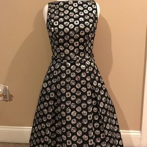 Black and Silver Theia Belted Dress LIKE NEW